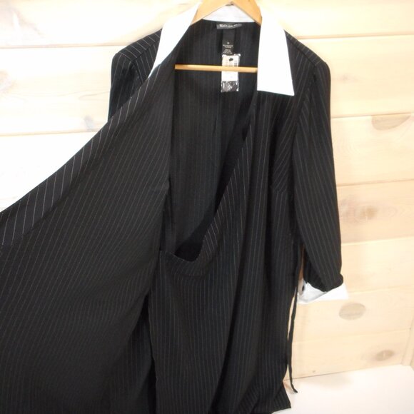 NWT Lane Bryant Wrap Shirt Dress Black with Contrast White Collar Womens Size 18 - Picture 3 of 10